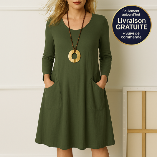 Zanorly™ Sophie Manches Longues - Robe Élégante avec Couverture Raffinée du Ventre