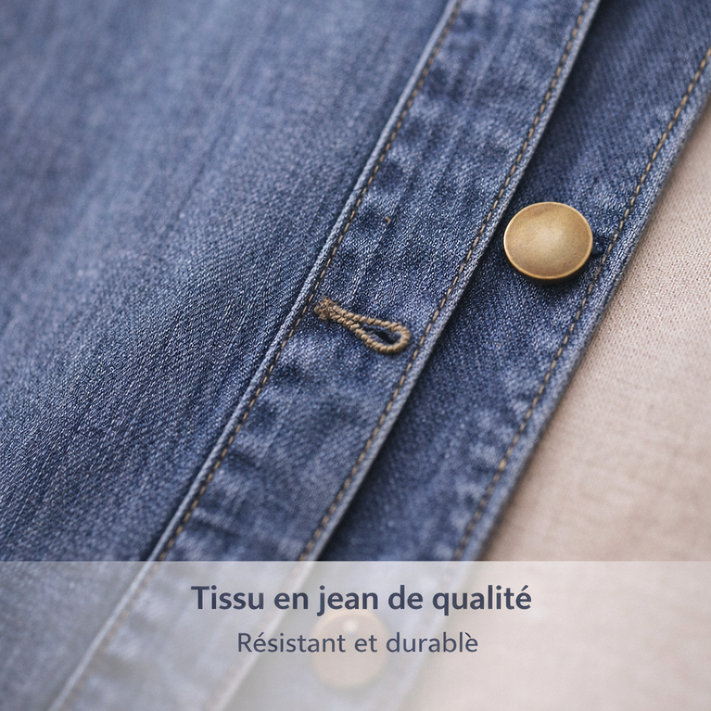 Zanorly™ Élise – Tunique en Denim Intemporelle avec Boutons & Poches