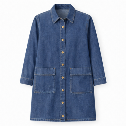 Zanorly™ Élise – Tunique en Denim Intemporelle avec Boutons & Poches