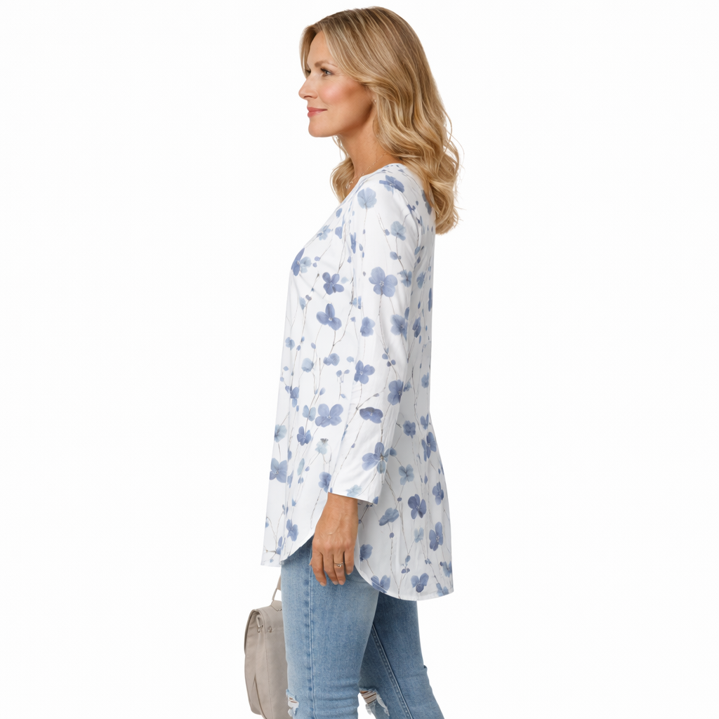 Zanorly™ Élégance Florale – Tunique Ample Cache-Ventre, Fluide et Ultra Confortable