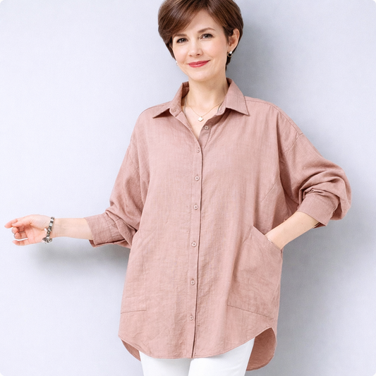 Zanorly™ Chemise Longue Confort – Coupe Ample Élégante avec Grandes Poches