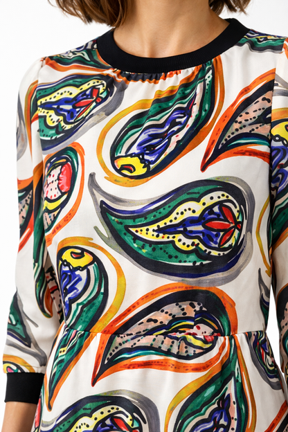 Zanorly™ Robe Élégance Fluide – Imprimé Artistique & Coupe Évasée Ultra Confort
