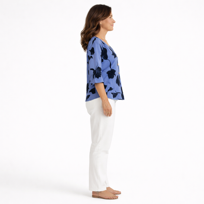 Zanorly™ Tunique Ample Élégance – Haut Léger à Imprimé Floral avec Boutons