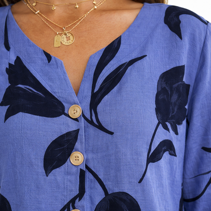 Zanorly™ Tunique Ample Élégance – Haut Léger à Imprimé Floral avec Boutons