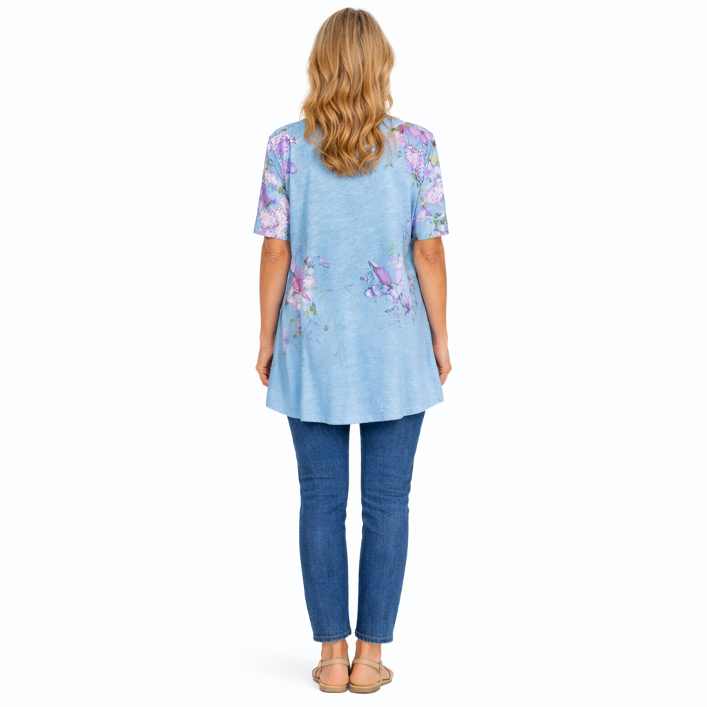 Zanorly™ Tunique Fleurie Papillons – Élégance Confortable et Coupe Flatteuse pour Toutes les Silhouettes