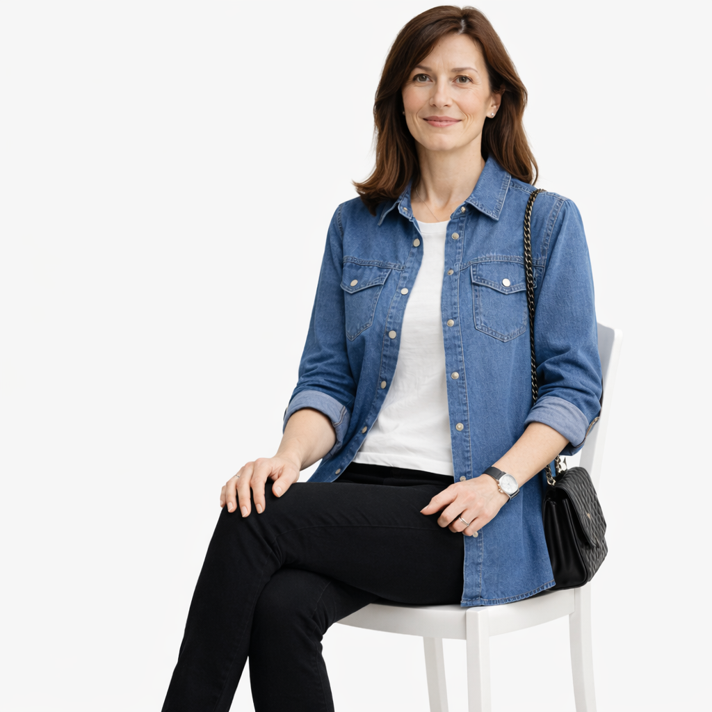 Zanorly™ Chemise en Jean Longue – Élégance Décontractée & Silhouette Sublimée
