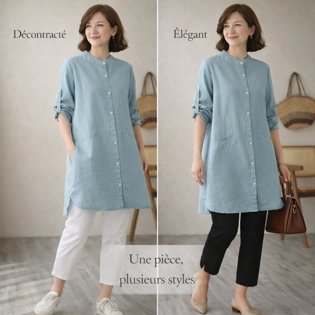 Zanorly™ Camille – Robe Tunique Élégante & Fluide pour un Confort Absolu