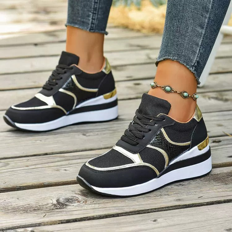 Zanorly™ | Baskets Confort Élégantes à Semelle Compensée – Stabilité, Soutien et Style au Quotidien