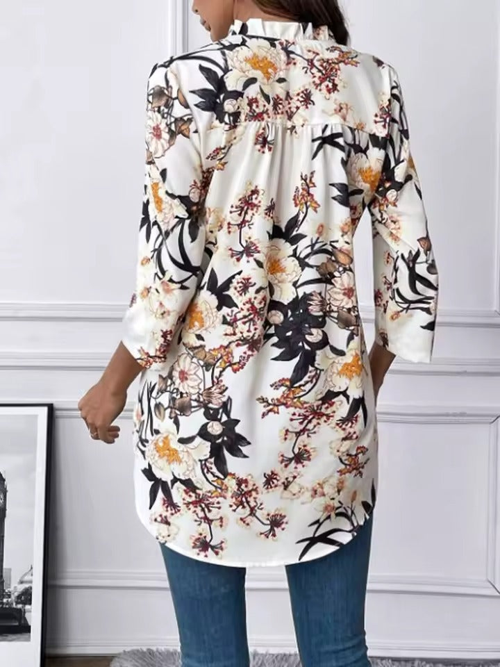 Zanorly™ Tunique Fleurie Élégante – Coupe Longue Fluide & Confort Chic au Quotidien