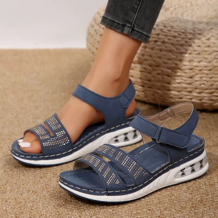 Zanorly™ Sandales Confort Éclat – Semelle Compensée Ultra-Stable & Brides Ajustables