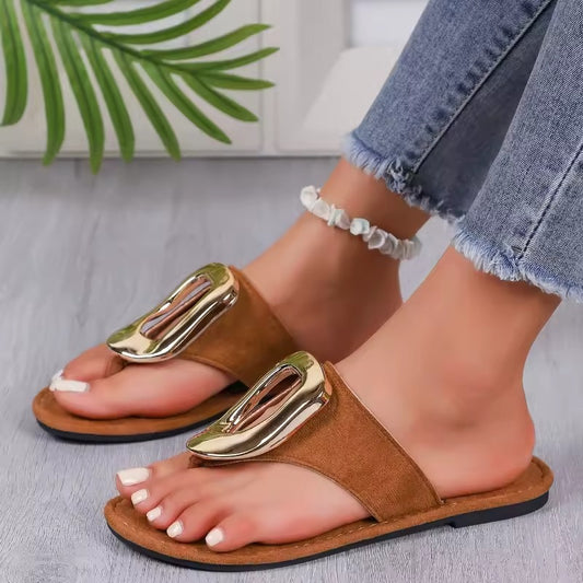 Zanorly™ Sandales Élégance Confort – Boucle Dorée & Maintien Doux pour un Bien-Être Quotidien