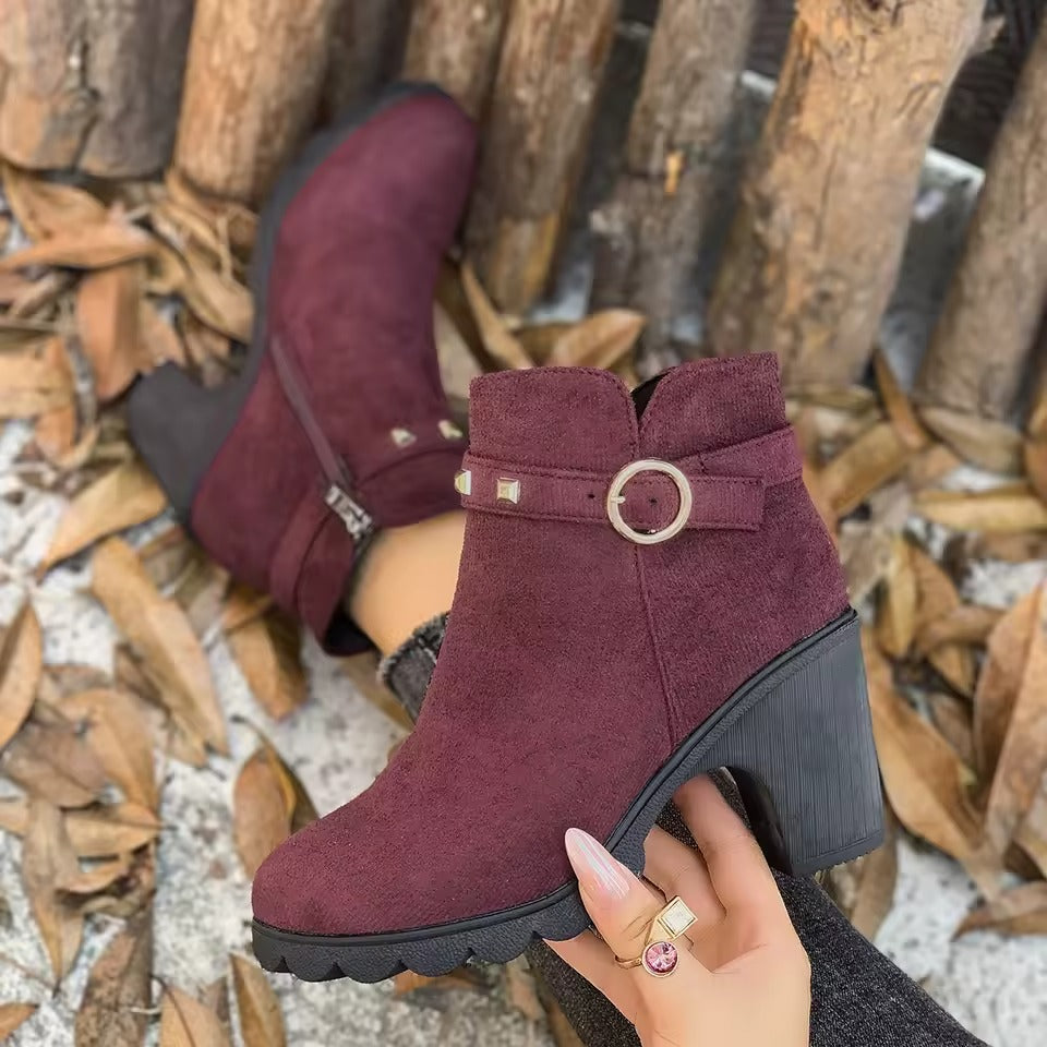 Zanorly Élégance Confort™ – Bottines Stables à Talon avec Fermeture Facile