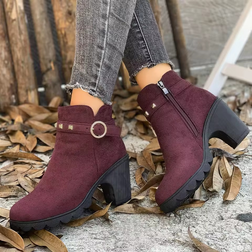 Zanorly Élégance Confort™ – Bottines Stables à Talon avec Fermeture Facile
