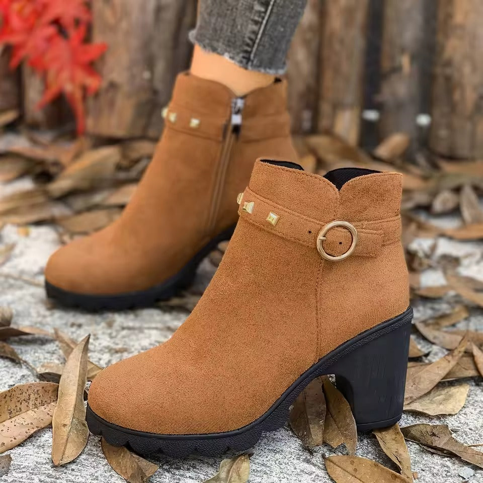 Zanorly Élégance Confort™ – Bottines Stables à Talon avec Fermeture Facile