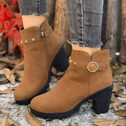 Zanorly Élégance Confort™ – Bottines Stables à Talon avec Fermeture Facile