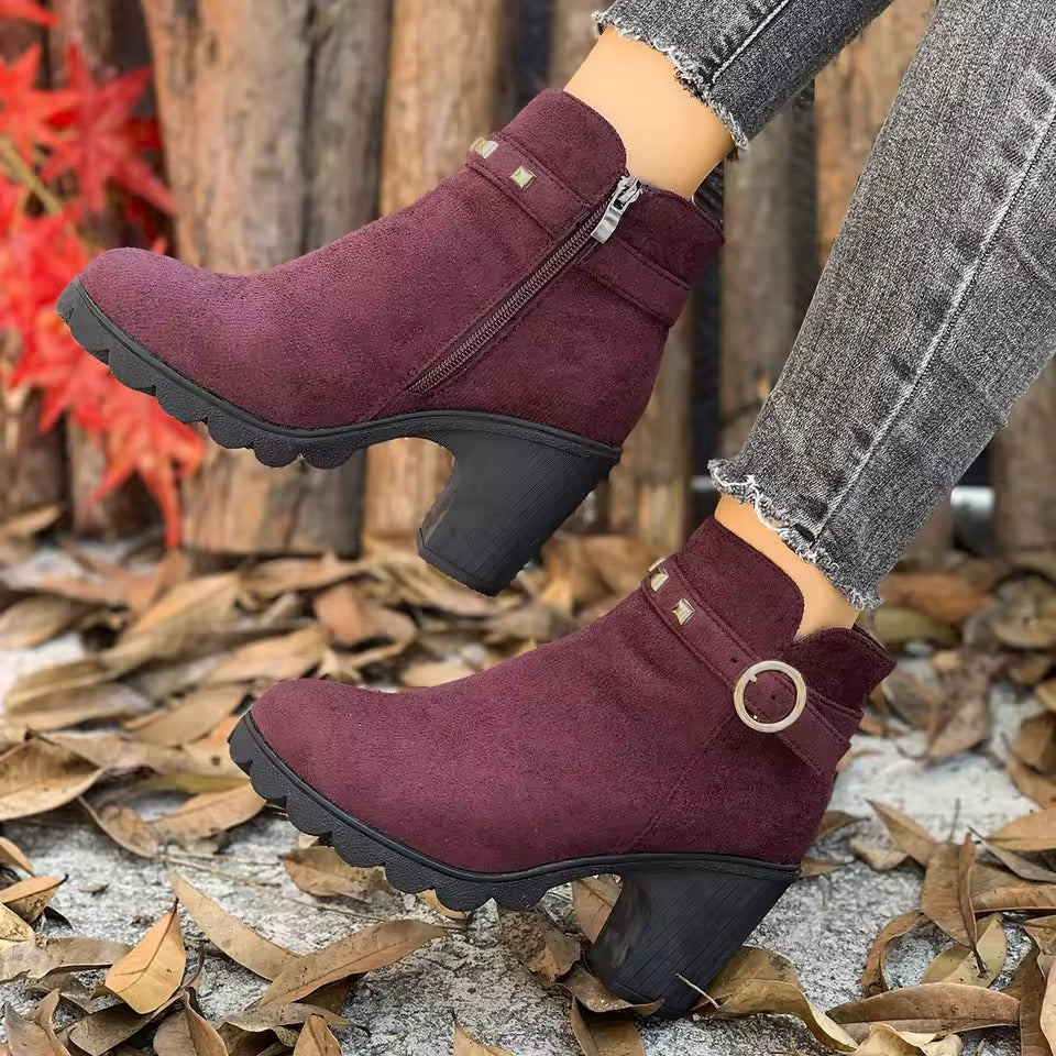 Zanorly Élégance Confort™ – Bottines Stables à Talon avec Fermeture Facile